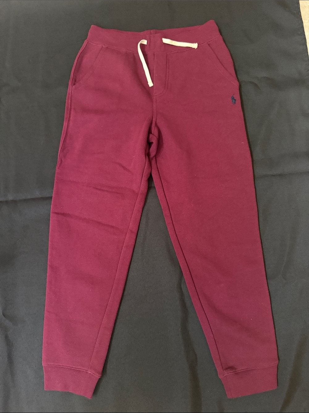 Polo by Ralph Lauren Burgundy Kids Jogger Sweatpants with White Drawstring